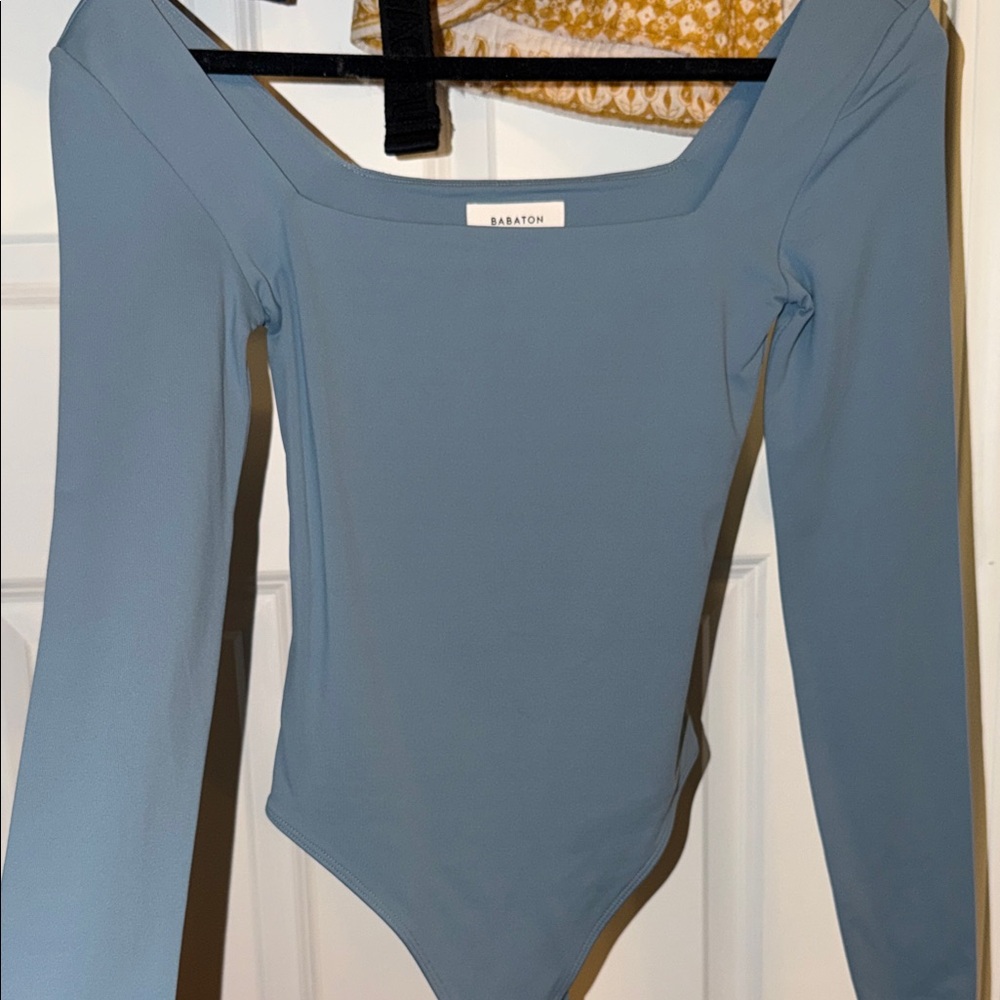 ARITZIA Babaton light blue Long Sleeve Bodysuit